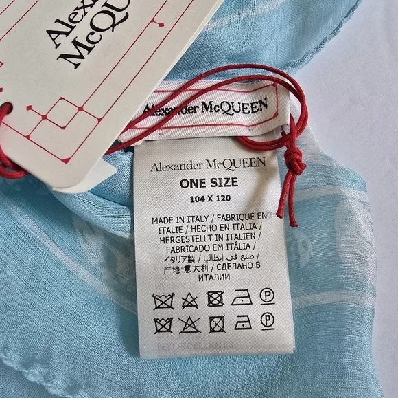 Alexander McQueen Skull Silk Scarf Blue - Picture 6 of 7